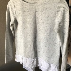LOFT long sleeve top with ruffle on the bottom